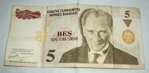 Geldschein türkei 5 - 5, yeni